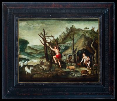 une image d'un tableau représentant un homme et une femme dans un paysage