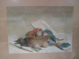 une image d'un tableau représentant une corbeille de fruits sur une table