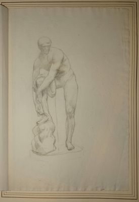 ANONYME XIXe siècle, Hermès à la sandale, dessin au crayon b… - Photo 1