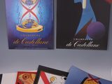 four cards with a picture of a woman holding a hourglass and a hourglass