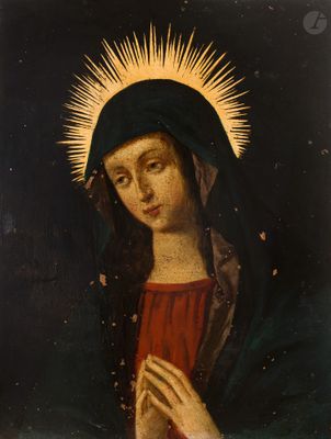un vieux tableau représentant une femme portant une couronne sur la tête