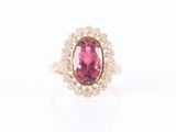 pink tourmaline and diamond cluster ring