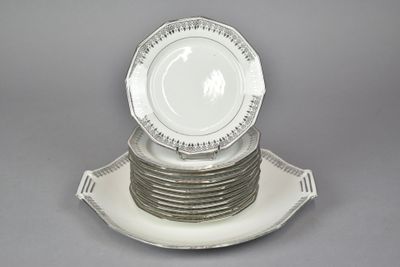 LIMOGES France - Partie de service à gâteau en porcelaine à …