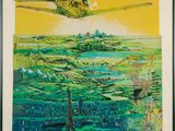 une image représentant un tableau où l'on voit un avion survolant une étendue d'eau
