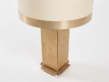 a close up of a lamp on a table with a white background