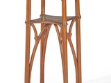 a small wooden table with a shelf on top of it