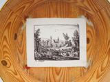 a picture of a plate with a picture of a landscape on it