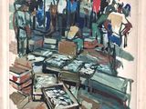 a painting of a group of people at a market