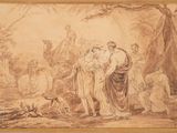 an image of a drawing of a group of people in a wooded area