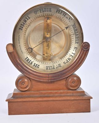 a clock that is on top of a wooden stand