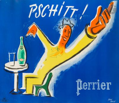 an image of a painting of a man sitting in a chair with a bottle of wine