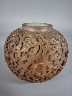 carved glass vase on white background with white background
