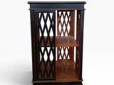 an image of a wooden bookcase with a glass door