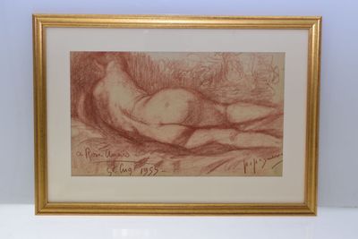 Paul PAQUEREAU (1871-1950), "Nu de dos", dessin à la sanguin…
