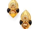 paire de boucles d'oreilles en citrine et diamants