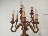 antique brass candelabra with five lights and ornate design