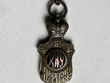 a picture of a necklace with a badge on it