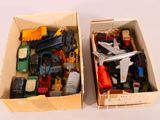 two boxes that have different types of toys in them