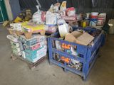 many boxes of food that are sitting in a garage