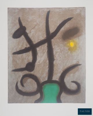 a picture of a picture of a painting with a sun in the background