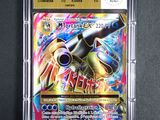 a close up of a pokemon card in a plastic case