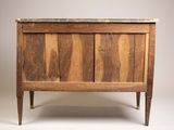 an old wooden chest with a marble top on a white background