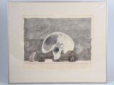 framed watercolor painting of an elephant and a mouse on a table