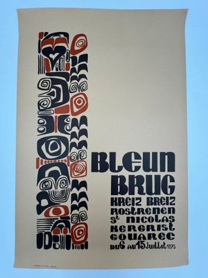 a close up of a poster on a wall with a totemic design
