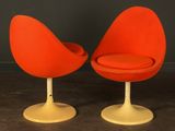 pair of orange tulip chairs by eero, 1960s