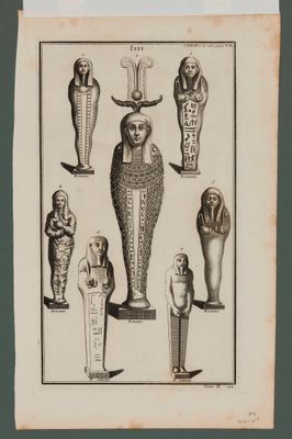 un dessin représentant un ensemble de vases égyptiens
