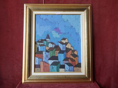 une image représentant une photo d'un tableau accroché à un mur rouge