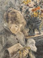 D'après Auguste Renoir - Jeune femme cousant, impression sur… (photo 2)