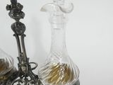 pair of antique silver plated glass decanters and a glass decanter