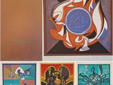 quatre tableaux de couleurs différentes, de formes et de tailles variées, sur fond blanc