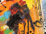 a painting of a horse with music notes on it