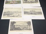 four old postcards of a view of a city with horses and carriages
