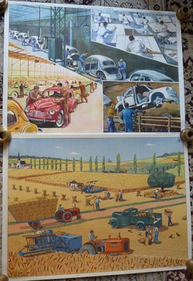 une photo d'une photo d'une vieille voiture et une photo d'une vieille voiture