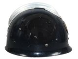 a black helmet with holes on it on a white background