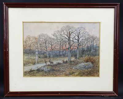 une peinture d'un paysage avec des arbres et une rivière au premier plan