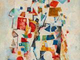 une peinture représentant une peinture, avec de nombreuses formes et couleurs différentes