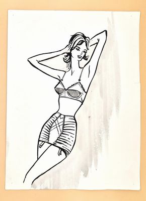 MODE / Suite de 2 dessins originaux vintage Années 70 par Do…