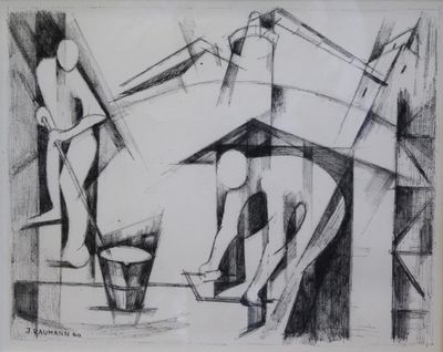 Joseph RAUMANN (1908-1999), "Les travailleurs", lithographie…