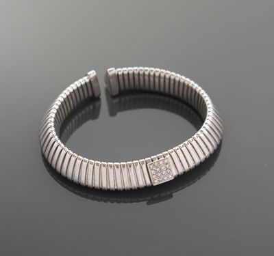 Bracelet jonc ouvrant en or gris 18K 750 millièmes à maille …