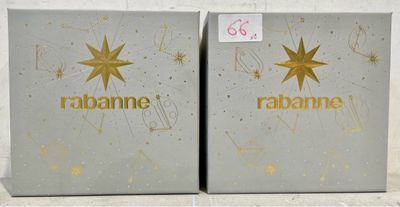 two boxes of rabanne on a table with a price tag