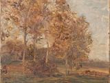 une image représentant un tableau montrant des arbres dans un champ