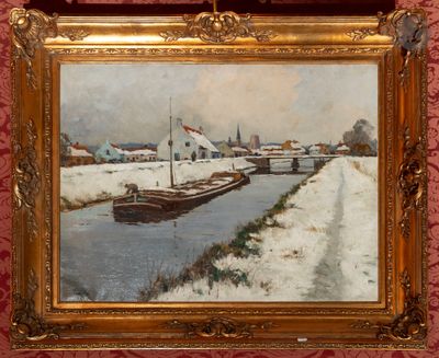 une image d'un tableau représentant un bateau sur l'eau