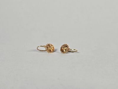 Paire de dormeuses en or jaune 18k (750°/°°). Poids : 1,4 g