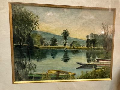 une image d'une peinture de bateaux sur l'eau