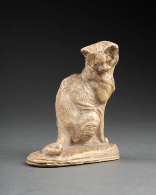Emmanuel FRÉMIET (1824-1910). Chat, tête tournée à droite