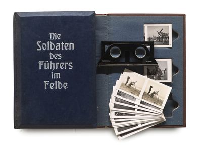 a book with pictures of people in it and a pair of glasses